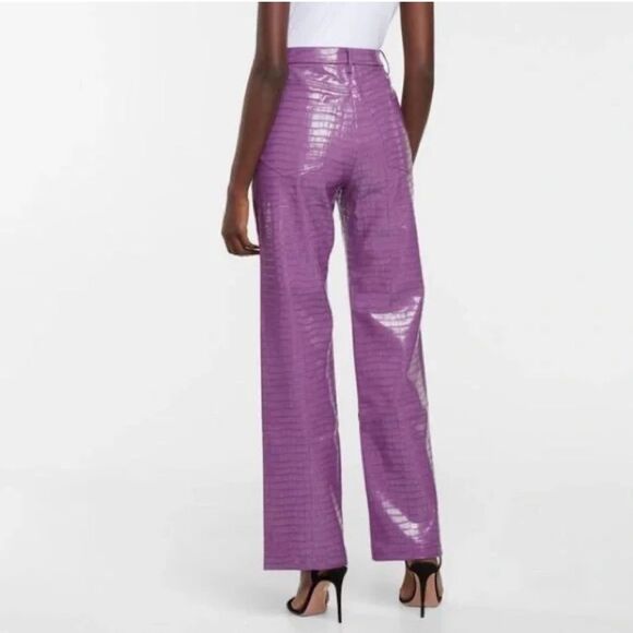 New ROTATE Birger Christiansen Purple Croc Vegan Leather Pants Size 0 FR 34 - Picture 6 of 16
